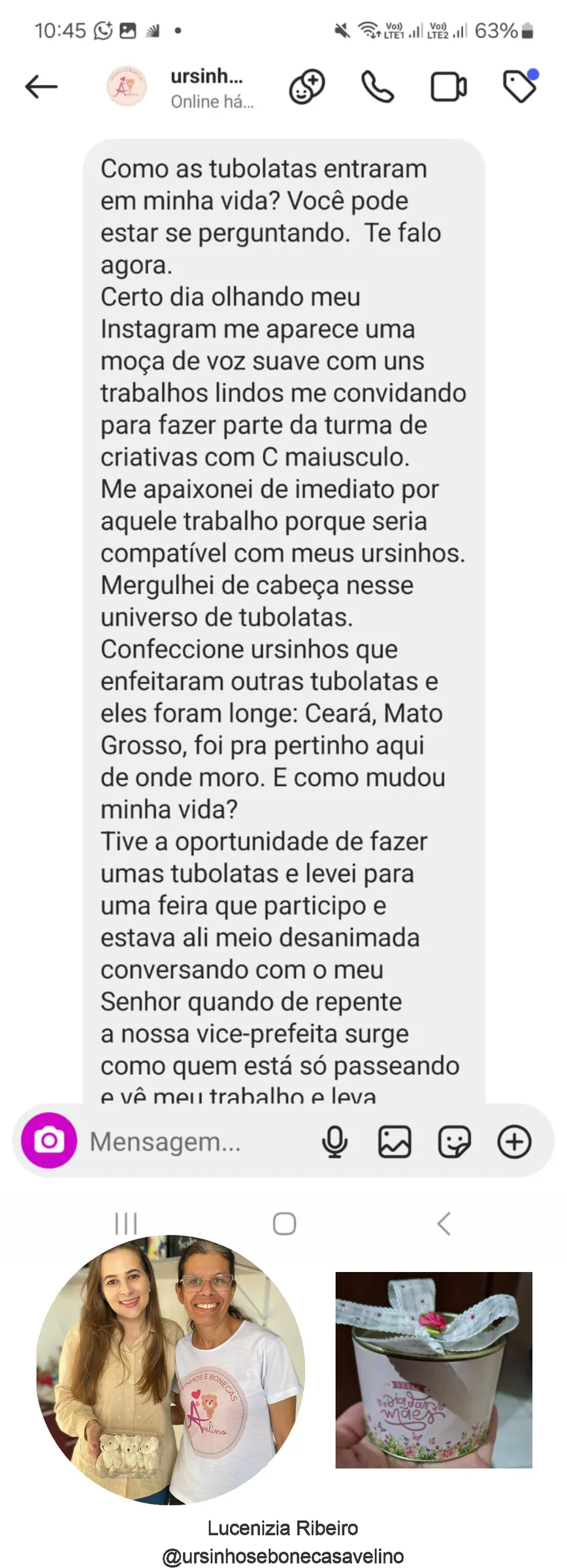 Depoimento de Lucenizia Ribeiro sobre a Oficina de Tubolatas